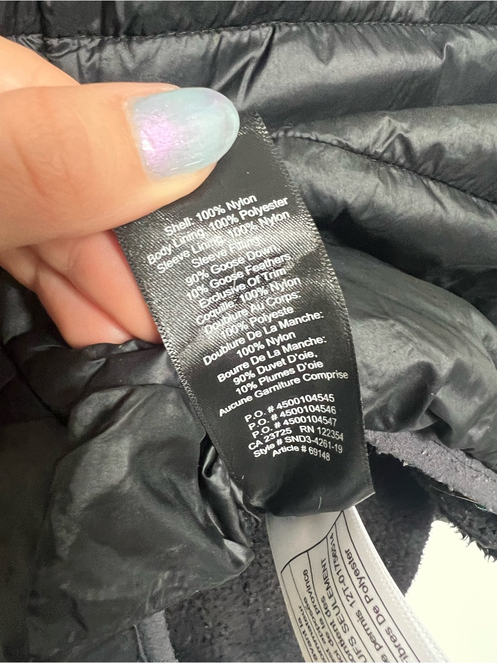 Aritzia TNA Black Goose Down Puffer Jacket Hooded Cozy Winter Coat Women’s L - Picture 7 of 7